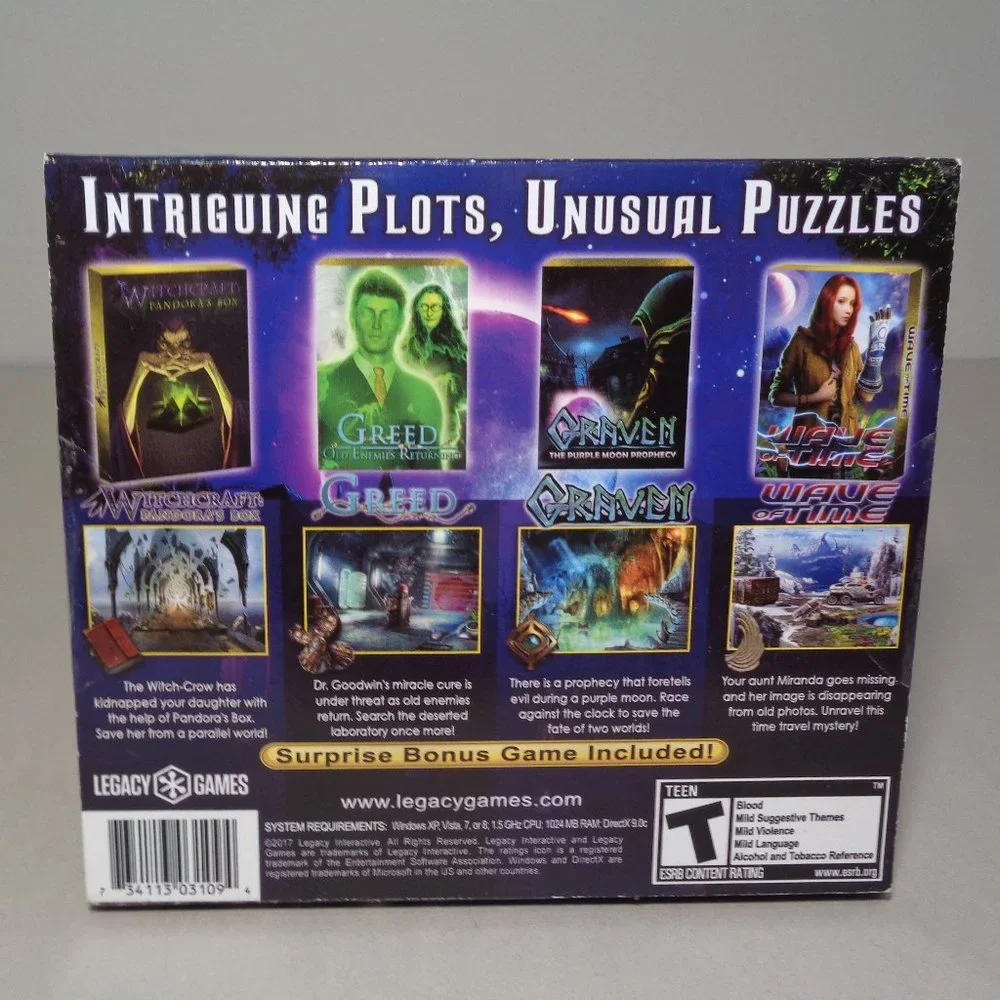 MOONLIGHT MYSTERIES 6 / Hidden Object Games / 5 Pack New PC DVD-ROM Video Game